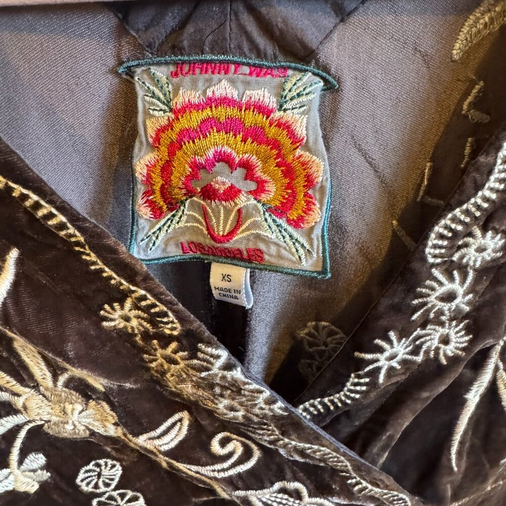 Johnny Was Velvet Tunic Dress - Dark Brown embroidered - XS - Picture 3 of 12